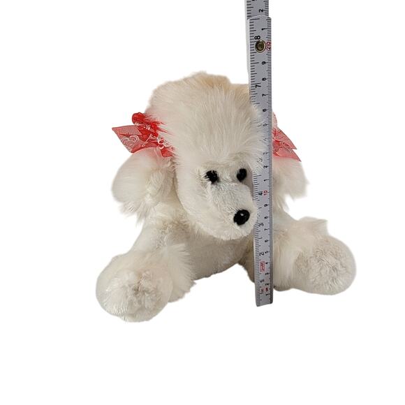 Dan Dee White Poodle Plush 10" Red Ribbon Dog Stuffed Animal Toy Plushie Stuffy - Picture 13 of 13